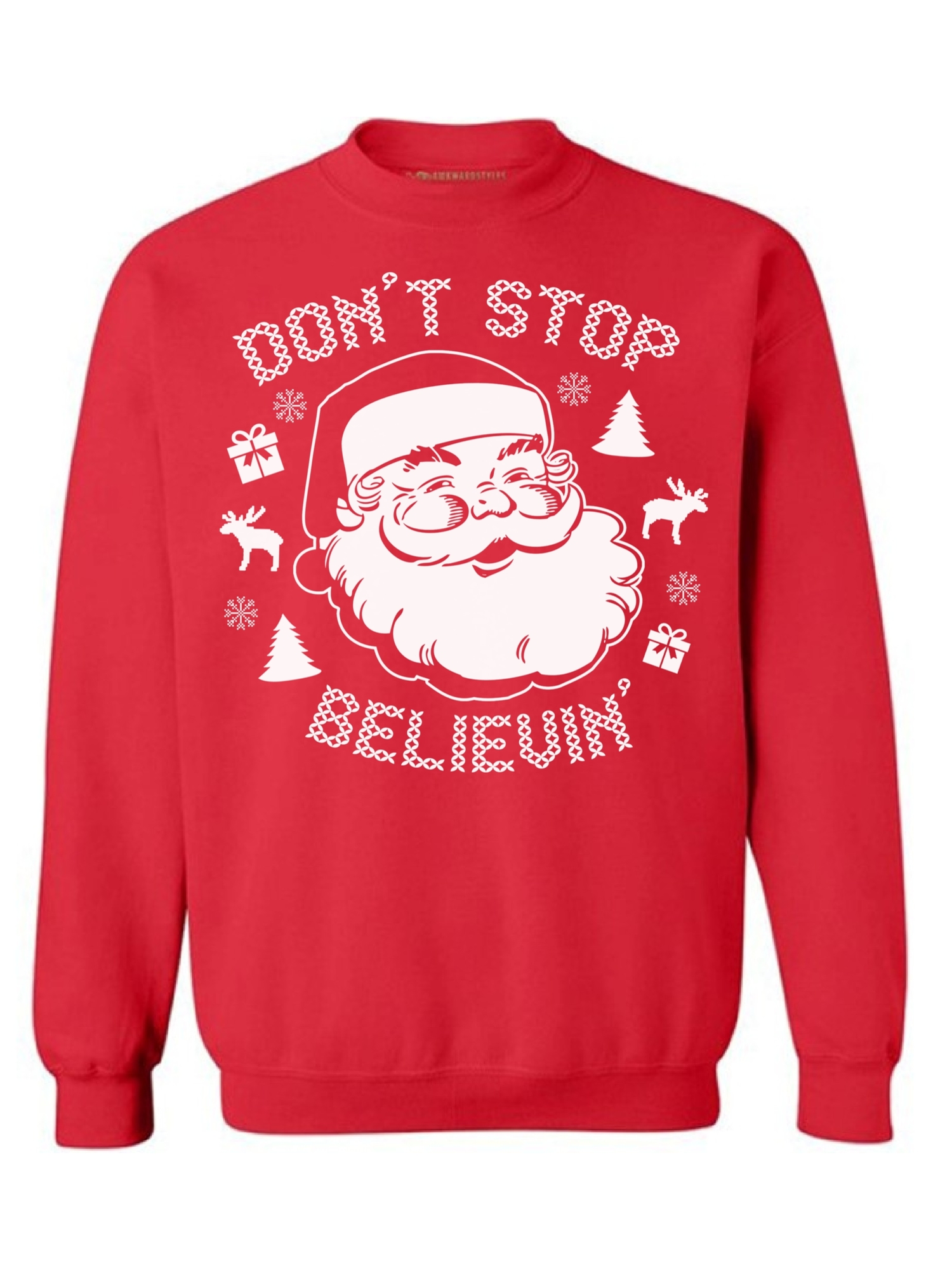 Don't Stop Believin' Christmas Sweatshirt Holiday Sweater Santa Claus Xmas Holiday Sweatshirt Ugly Christmas Sweater Xmas Gifts Christmas Sweatshirt for Men for Women